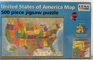 United States of America Map 500 Piece Jigsaw Puzzle 24”x36” New Sealed - Picture 1 of 2