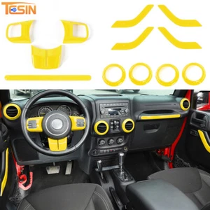 12X Full Set Interior Decoration Trim Kit for Jeep Wrangler JK JKU 11-17 Yellow - Picture 1 of 10