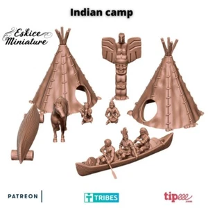 Eskice Miniaturas Indios Nativos Americanos Campamento Terreno Paisaje Antiguo Salvaje Oeste 28 mm - Imagen 1 de 1