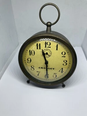 CROSLEY Vintage Metal Alarm Clock #33301 Brass Color Shabby Chic - Image 1 of 2