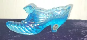 PERFEKTER Fenton Carnival Cat Drapery Slipper #5290 blau irisierend OG STICKER  - Bild 1 von 12