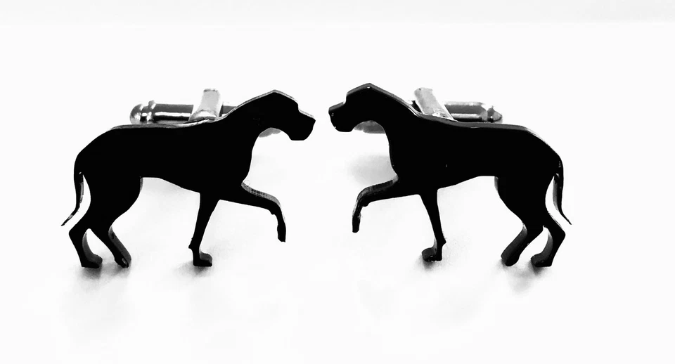 Great Dane Dog Cufflinks Mens Novelty Dog Shirt Cufflinks In Black - Image 1 of 1