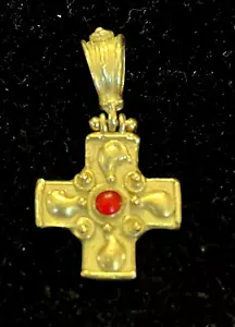 ANTIKER 18K GOLD KREUZ BYZANITIN ANHÄNGER RELIGIÖS 3,4 GRAMM "1 1/8 L X 5/8 W - Bild 1 von 18