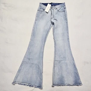 Chartou Jeans S Small Flare Bell Bottom Stretch Waist 26x29 Faded Boot Cut Retro - Picture 1 of 22