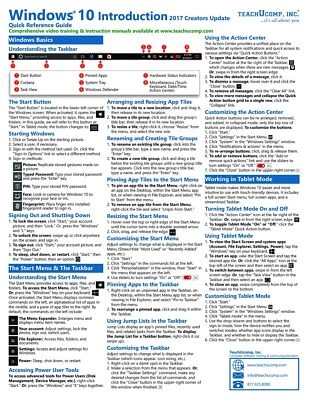Windows 10 Training Guide Quick Reference Card 4 Page Cheat Sheet Instructions - Image 1 of 4