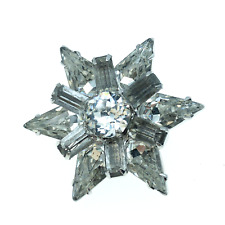 Silver Rhinestone Star Shape Brooch Pin Marked PAT 2066969