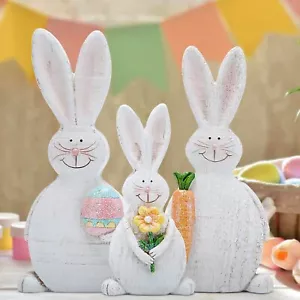 Easter Decorations Carrot Flower Egg Rabbit Bunny Figurines Indoor Tabletop Gift - Picture 1 of 12