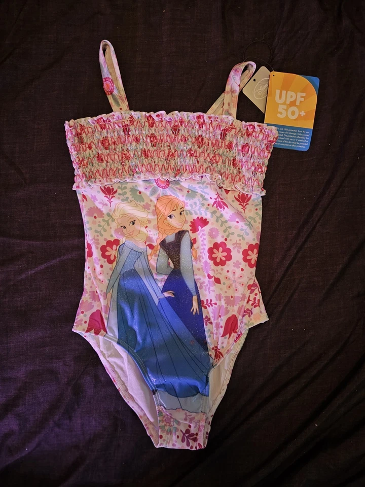 [Disney Store] Traje de baño Anna Elsa FROZEN para niñas - Talla 7/8 mediano niñas nuevo con etiquetas  Foto 1 de 2