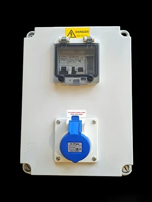 18th Edition Caravan Hook Up Unit Enclosure 1 x 16amp Socket - METERED - Image 1 of 3