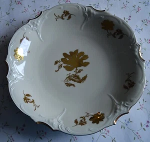 Obstschale Prunkteller Goldrand, goldfarbene Blüten, Zeh Scherzer, 50 Jahre, alt - Bild 1 von 6