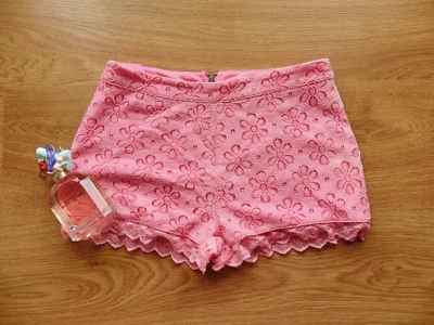 Rose Pink Cord Laces Cute Low Waist Women Summer Hot Pants Shorts, Petite XXS - Image 1 of 4