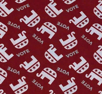 PRE-WASHED Cotton Quilting Fabric - Vote Republican / Democrat - Red / Blue - Image 1 of 2