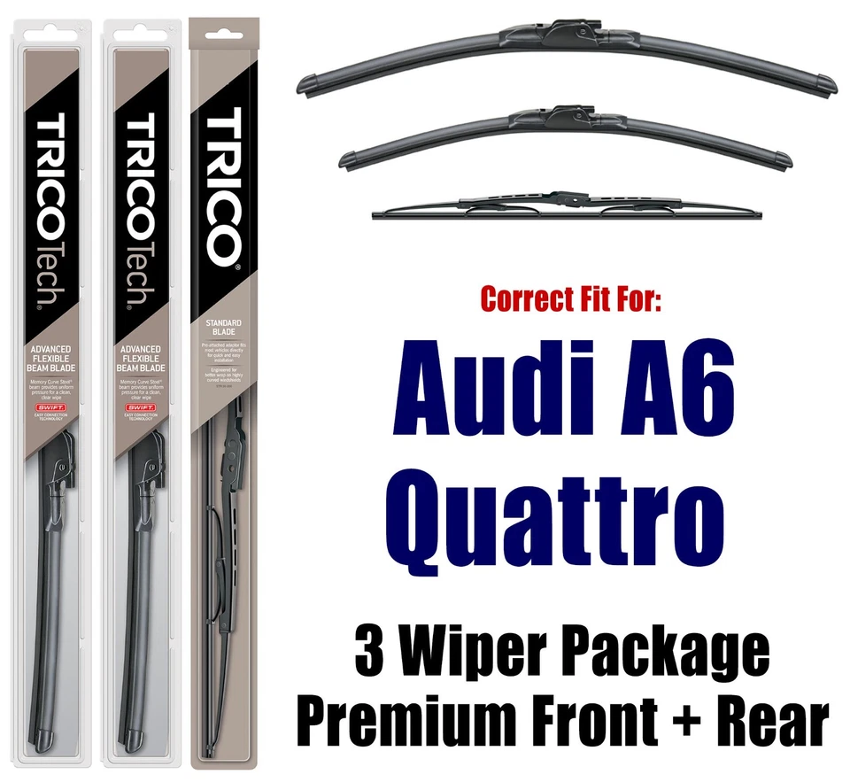 Wiper Blades 3pk Front Rear - fit 1995-1998 Audi A6 Quattro - 19220x2/30180 Foto 1 de 1