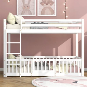 Kids Bunk Beds Mid Sleeper with Ladder Children Pine Wooden Bed Frame Cabin Bed - Picture 1 of 13