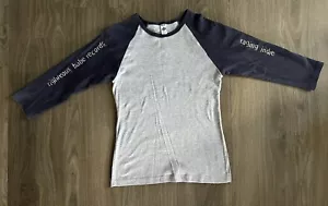 Ani DiFranco Righteous Babe Records 3/4 Sleeve Shirt Grey/Navy Raging Indie M - Picture 1 of 12