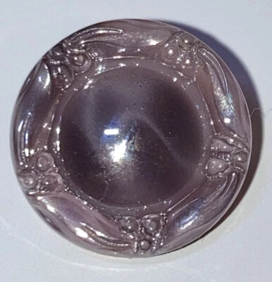 VTG Purple Glass Button Self Shank Purple Foil Textured Edge Dome Center 1/2" - Image 1 of 4