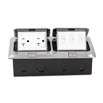 Floor Electrical Outlet Dual Pop Up Floor Outlet Box Multiple Sockets Ac 125v - Image 1 of 4