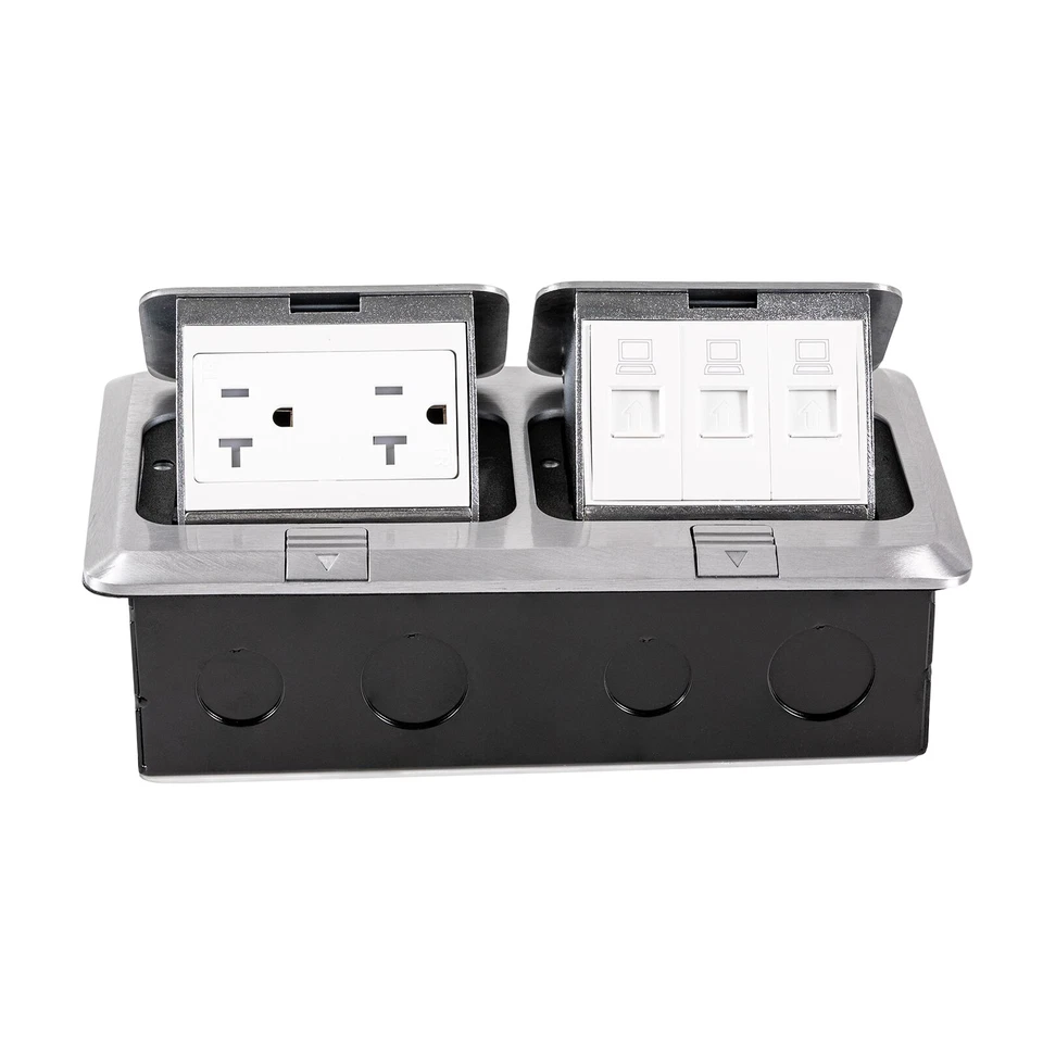 Floor Electrical Outlet Dual Pop Up Floor Outlet Box Multiple Sockets Ac 125v - Image 1 of 4