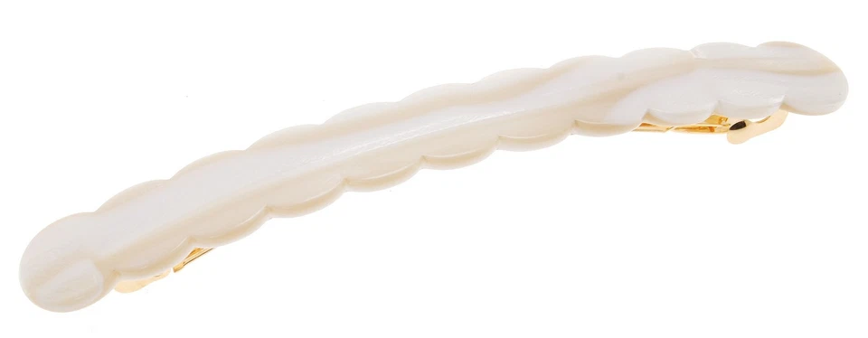 Cordón de pelo largo y delgado festoneado Alba blanco estilo francés clip para mujer Foto 1 de 4