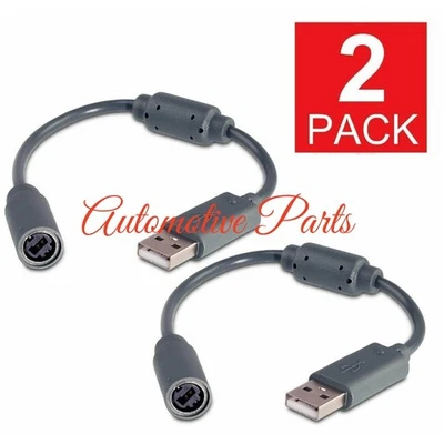 2x USB Breakaway Dongle Cable Cord Adapter For Xbox 360 PC Wired Controller - Image 1 of 4