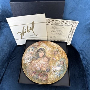 VTG 1988 KNOWLES Edna Hibel Christmas Plate 6876A Adoration Of The Shepherds COA - Picture 1 of 11