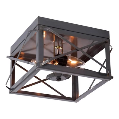 Irvin's Country Tinware Double Ceiling Light with Folded Bars in Country Tin - Image 1 of 3