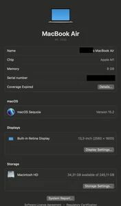 Macbook M1 Air 2020 13 A2337 8/256GB Logicboard Mainboard Ersatzteil + Touch-ID - Bild 1 von 1