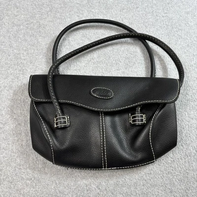 Bolsa de ombro TODS feminina couro pebbled preto pequena Itália caprichosa gótica Y2K - Imagem 1 de 4