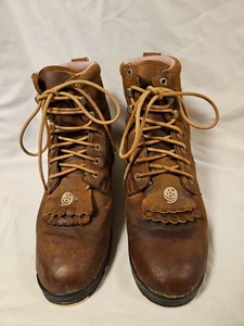 Justin Damen Leder Double Kiltie Schnürung/Roper/Western Stiefel Größe 9B Braun - Bild 1 von 9