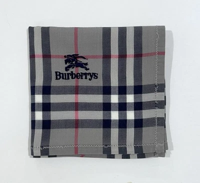 "PAÑUELO BURBERRY HOMBRE CUADROS CUADROS GRIS ALGODÓN BOLSILLO CUADRADO 17""" Foto 1 de 4