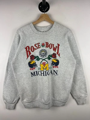 Vintage 90s University Of Michigan Rose Bowl Football Grey Crewneck Size L - Image 1 of 4