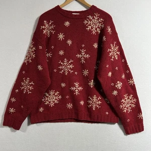 Vintage J Crew Oarsman Sweater Mens Large Red Wool Fair Isle Christmas Crew Neck - Picture 1 of 8
