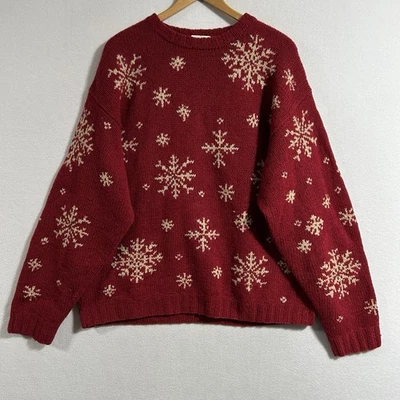 Vintage J Crew Oarsman Sweater Mens Large Red Wool Fair Isle Christmas Crew Neck - Image 1 of 4