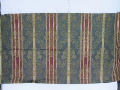 Tecido listrado damasco floral Croscill Majestic verde ouro vermelho estofado Home Dec - Imagem 1 de 4