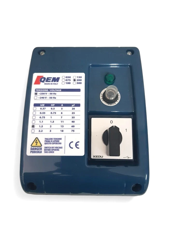 QUADRO ELETTRICO POMPA SOMMERSA PEDROLLO HP 2 QEM 200 V220 TERMICA CONDENSATORE - Immagine 1 di 4