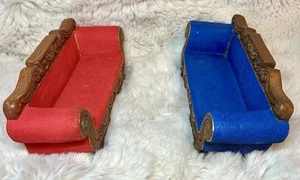 Seltenes Paar blau & rot Empire Mini Sofas Stone Critters House UDC 7,25" - Bild 1 von 14