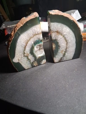 Green Agate Book Ends - Image 1 of 4