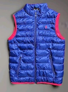 Polo Ralph Lauren gilet imbottito ragazzo medio 10-12 rosso navy piumino d'anatra imbottitura *difetto - Foto 1 di 11