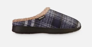 Isotoner Mens Plaid Hoodback Slipper Navy Blue L 9.5 - 10.5 NEW $48 A9F087NBL - Picture 1 of 6