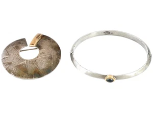 PULSERA BROCHE Y BRAZALETE VINTAGE DE DISEÑO DE PLATA DE LEY Y ORO DE 14K Y 18K - Imagen 1 de 6