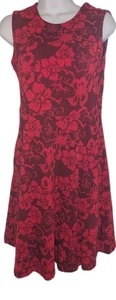 LANDS' END Damen/Jr.'s Petite ärmelloses rot & orangefarbenes Kleid mit Blumenmuster - Größe 4P - Bild 1 von 4