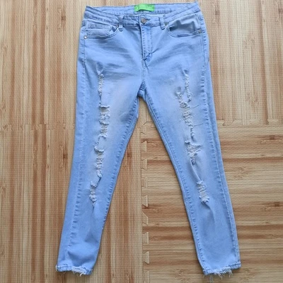 Gogo Vintage Y2K Womens Distressed Skinny Jeans Size 13 Light Wash Denim Pants - Image 1 of 4