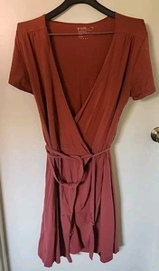 Pact XL Large Organic Cotton Wrap Dress Oran Short Sleeve Tie Fit & Flare Skater - Picture 1 of 5