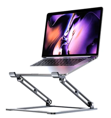 Laptop Stand Holder for Desk Multi-Height Adjustable Silver Portable Riser 10-17 - Image 1 of 4