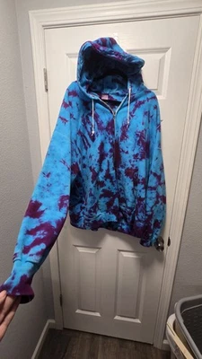 Sudadera con capucha y bolsillos azul y púrpura Tye Dye 3xl con cremallera Foto 1 de 4