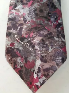 Oscar De La Renta Men's Tie Black and Silver Gold Multi Color Abstract Design - Picture 1 of 7
