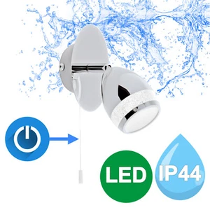 LED Wandlampe mit Zugschalter Wand Spot Strahler Leselampe mit Schalter IP44 Bad - Bild 1 von 9