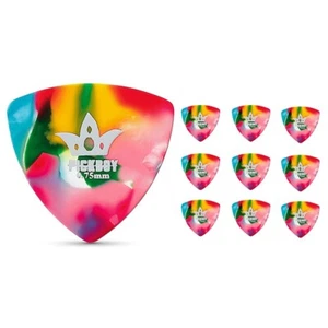 Pick Boy Rounded Triangle Multi-Color Cellulose Guitar Picks .75 mm 10 Pack - Picture 1 of 2