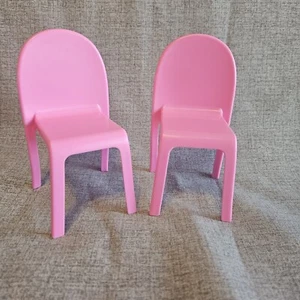 2 Dollhouse Pink Plastic Dining Chairs - Picture 1 of 6
