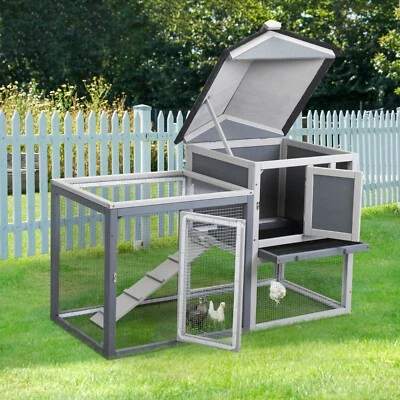 COZIWOW 2-Tier Rabbit Hutch Wooden Bunny Cage Pet Cage with Run Resting Box Outdoor